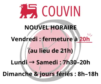 🕒 Changement d’horaire – Delhaize Couvin